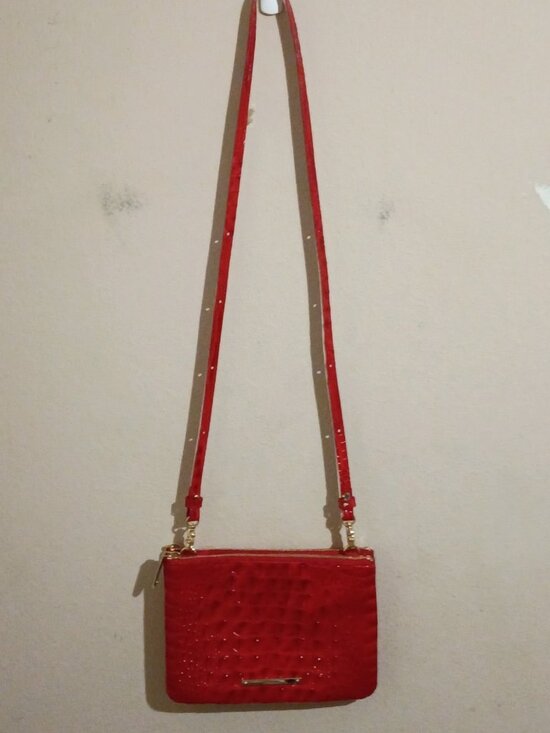 Brahmin Handbags - Brahmin Perri Crossbody Red Carnation Leather Clutch Built-In Wallet Bag